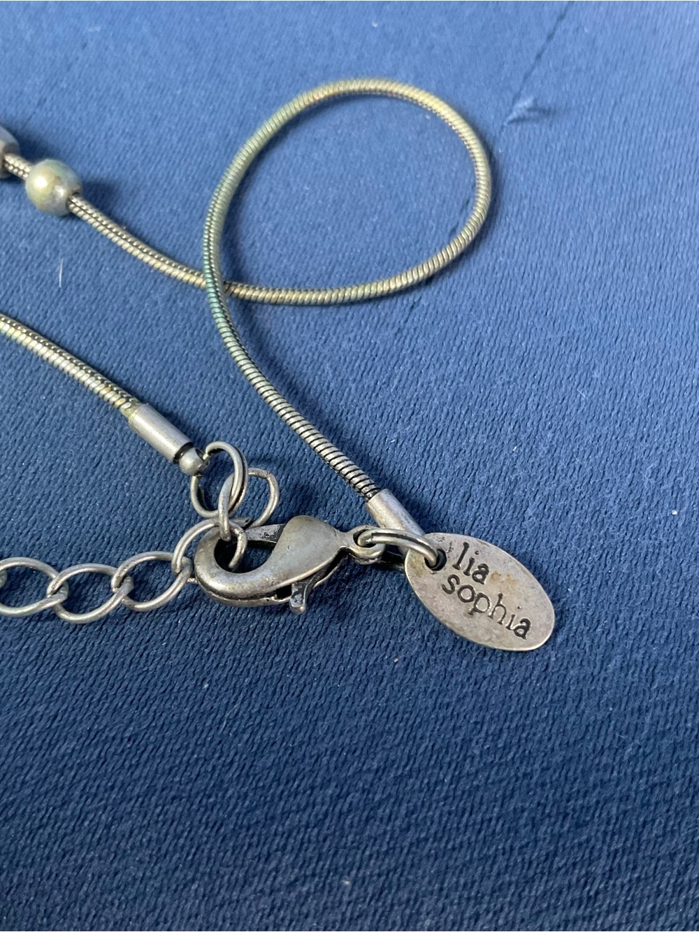 Lia Sophia Silver-Tone Filigree Teardrop Necklace Silver Tone Pendant – Gray - Picture 6 of 7